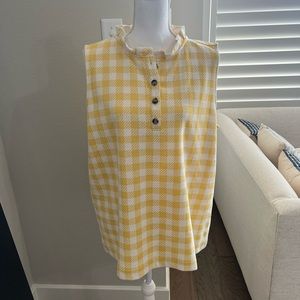 NWOT!! Ann Taylor Women’s Ruffle Neck Sleeveless Blouse - XL - Yellow/Wht